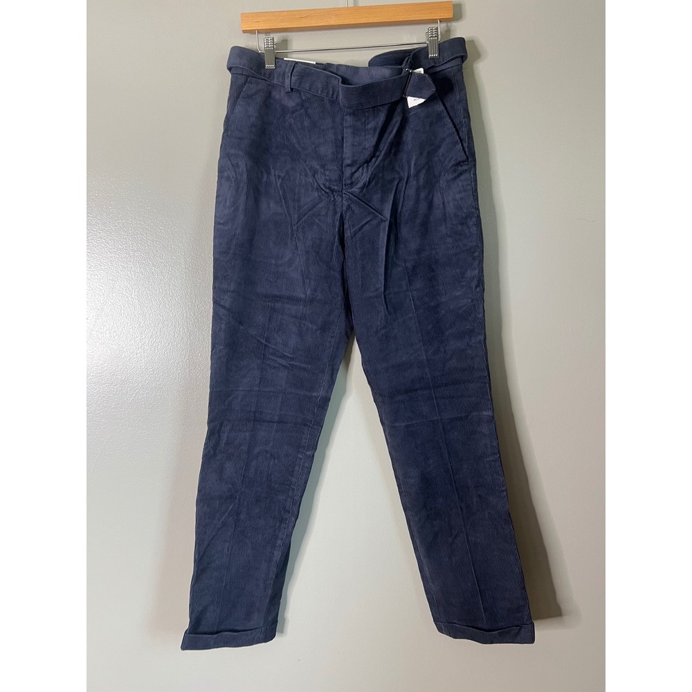 Men's Express slim‎ navy blue corduroy pants size 32/34 belted preppy office